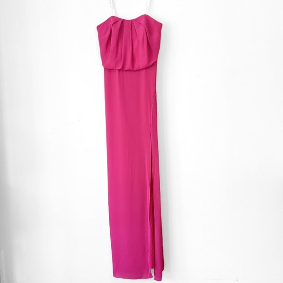 NEW! Halston Heritage Fuchsia Strapless Split Front Maxi Gown Dress - Picture 8 of 13